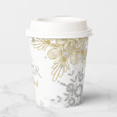 ウィンターオネダーランド誕生日シルバー金ゴールドスノーフレーク 紙コップ (裏面)