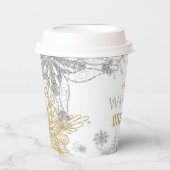ウィンターオネダーランド誕生日シルバー金ゴールドスノーフレーク 紙コップ (正面)