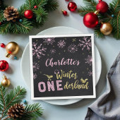 ウィンターオネダーランド誕生日ナプキンズスノーフレーク スタンダードカクテルナプキン