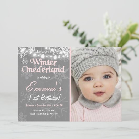 ウィンターオネダーランド誕生日パーティー招待状 招待状 (スタンド正面)