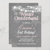 ウィンターオネダーランド誕生日パーティー招待状 招待状 (正面/裏面)