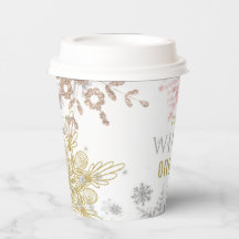 ウィンターオネダーランド誕生日ピンク金ゴールドスノーフレーク