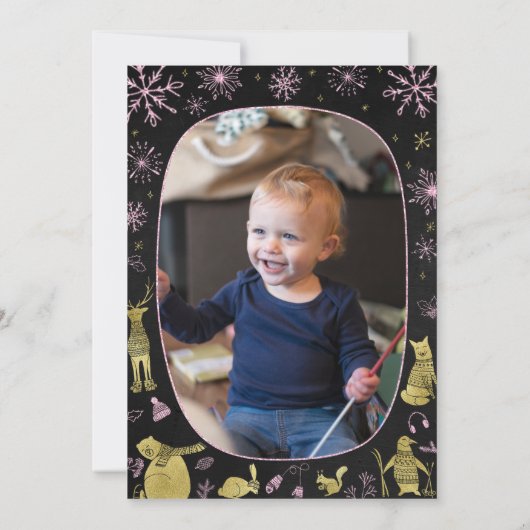 ウィンターオネダーランド誕生日招待状スノーフレーク 招待状 (裏面)