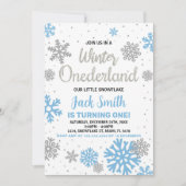 ウィンターオネダーランド誕生日招待状ブルーホワイト 招待状 (正面)