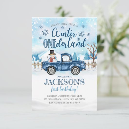 ウィンターオネダーランド誕生日招待状ボーイ 招待状 (スタンド正面)