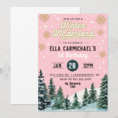 ウィンターオネダーランド誕生日招待状 招待状 (正面/裏面)
