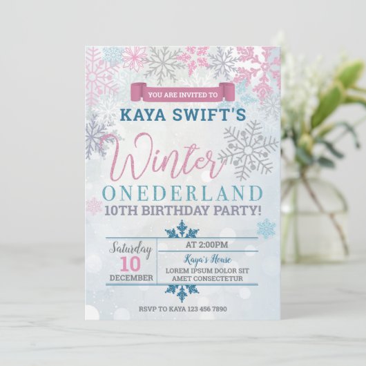 ウィンターオネダーランド誕生日招待状 招待状 (スタンド正面)