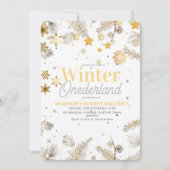 ウィンターオネダーランド金ゴールドとシルバー誕生日1st 招待状 (正面)