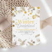 ウィンターオネダーランド金ゴールドとシルバー誕生日1st 招待状