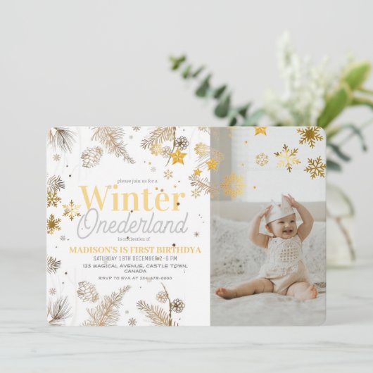 ウィンターオネダーランド金ゴールドとシルバー誕生日1st 招待状 (スタンド正面)