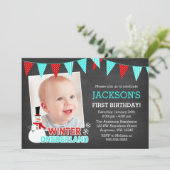 ウィンターオネダーランド雪だるまボーイ1st誕生日 招待状 (スタンド正面)