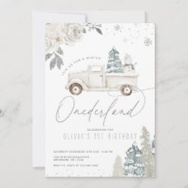 ウィンターオネダーランド雪だるま1st誕生日招待状 招待状