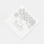 ウィンターオネダーランド1stバースデーシルバー雪 スタンダードランチョンナプキン (角)