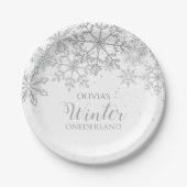 ウィンターオネダーランド1stバースデーシルバー雪 ペーパープレート (正面)