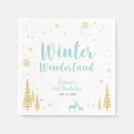 ウィンターオネダーランド1st誕生日パーティーペーパーナプキン スタンダードカクテルナプキン