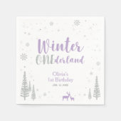 ウィンターオネダーランド1st誕生日パーティーペーパーナプキン スタンダードカクテルナプキン (正面)