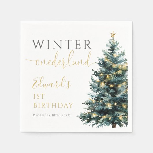 ウィンターオネダーランド1st誕生日パーティー スタンダードカクテルナプキン (正面)