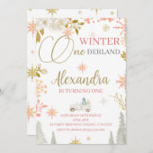 ウィンターオネダーランド1st誕生日パーティー 招待状 (正面/裏面)