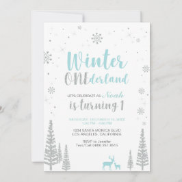 ウィンターオネダーランド1st誕生日招待状 – 少年 招待状