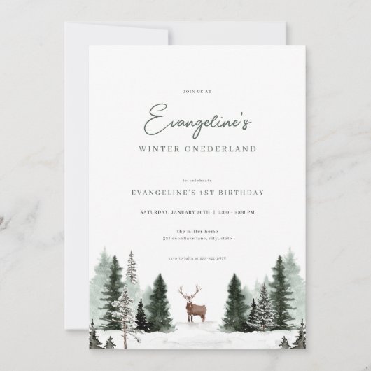 ウィンターオネダーランド1st誕生日招待状 招待状 (正面)