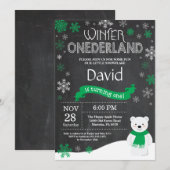 ウィンターオネダーランド1st誕生日招待状 招待状 (正面/裏面)