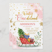 ウィンターオネダーランド1st誕生日招待状 招待状 (正面/裏面)