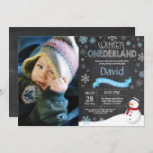 ウィンターオネダーランド1st誕生日招待状 招待状 (正面/裏面)