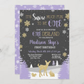 ウィンターオネダーランド1st誕生日招待状 招待状 (正面/裏面)