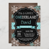 ウィンターオネダーランド1st誕生日招待状 招待状 (正面/裏面)