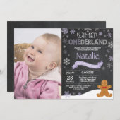 ウィンターオネダーランド1st誕生日招待状 招待状 (正面/裏面)