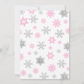 ウィンターオネダーランド |ピンクのスノーフレーク1歳の誕生日 招待状 (裏面)