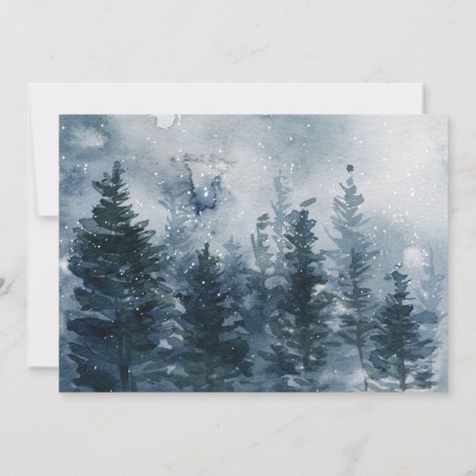 ウィンターオモダンネダーランドウッドランドフォレスト誕生日 招待状 (裏面)