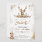 ウィンターオンダーフルトインデアクリスマス誕生日 招待状 (正面)