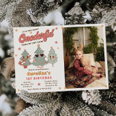ウィンターオンダーフルヒッパイクリスマスツリー誕生日 招待状