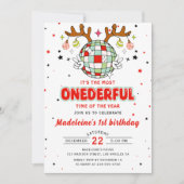 ウィンターオンダーフルレトロクリスマスバースデーパーティー 招待状 (正面)