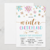 ウィンターオンダーランドの誕生日招待状 招待状 (正面/裏面)