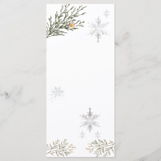 ウィンターオンダーランドウッドランドアニマルファースト誕生日 メニュー (裏面)