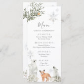 ウィンターオンダーランドウッドランドアニマルファースト誕生日 メニュー (正面/裏面)