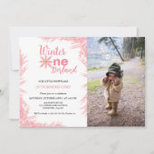 ウィンターオンダーランドガールファースト誕生日パーティインビタ 招待状 (正面)