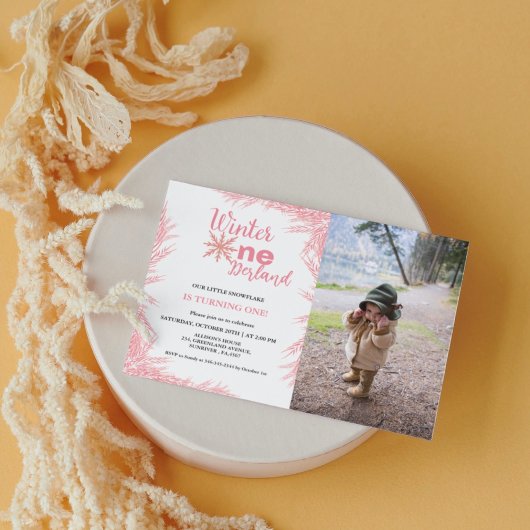 ウィンターオンダーランドガールファースト誕生日パーティインビタ 招待状