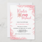ウィンターオンダーランドガールファースト誕生日パーティー 招待状 (正面)