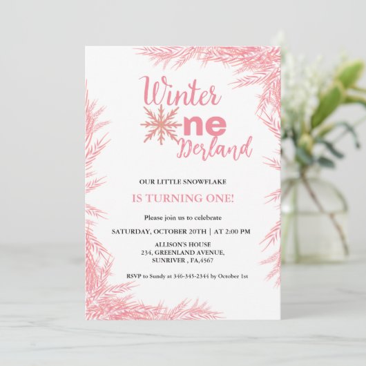 ウィンターオンダーランドガールファースト誕生日パーティー 招待状 (スタンド正面)
