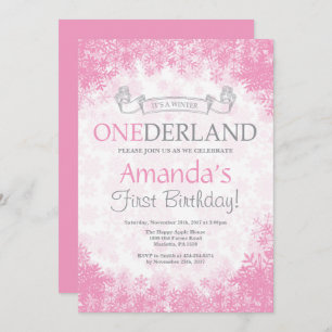 ウィンターオンダーランドガール第1誕生日招待状 招待状
