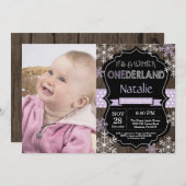 ウィンターオンダーランドガール第1誕生日招待状 招待状 (正面/裏面)