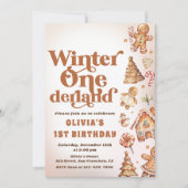 ウィンターオンダーランドクリスマスクッキー誕生日パーティー 招待状 (正面)