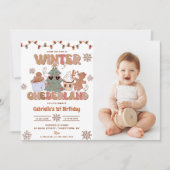 ウィンターオンダーランドクリスマスクッキー誕生日パーティー 招待状 (正面)