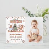 ウィンターオンダーランドクリスマスクッキー誕生日パーティー 招待状 (スタンド正面)