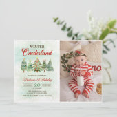 ウィンターオンダーランドクリスマスツリー1st誕生日パーティー 招待状 (スタンド正面)