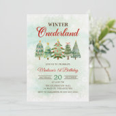 ウィンターオンダーランドクリスマスツリー1st誕生日パーティー 招待状 (スタンド正面)