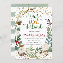 ウィンターオンダーランドクリスマスリース誕生日 招待状